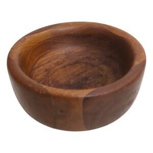 Vintage Mid Century Wood With Inlayed Corners Centerpiece or Nut Bowl 7” x 3"
